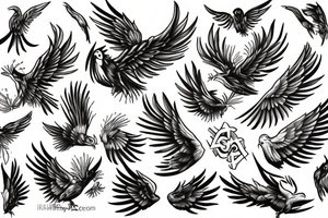 Phoenix bird and it’s ashes tattoo idea