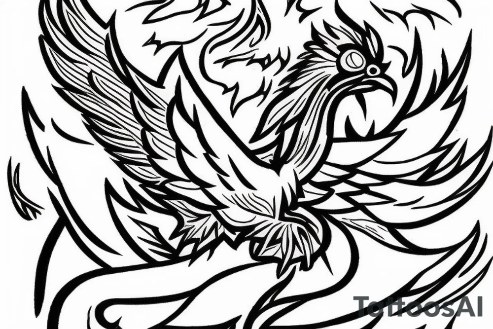 Phoenix bird rising from it’s ashes tattoo idea