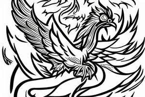 Phoenix bird rising from it’s ashes tattoo idea