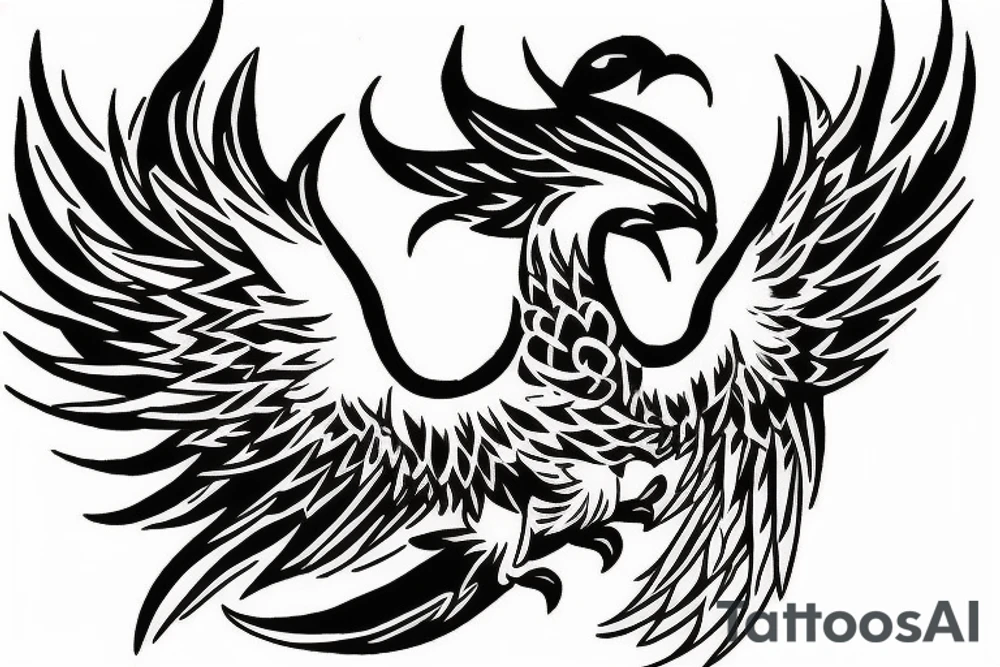Phoenix bird rising from it’s ashes tattoo idea