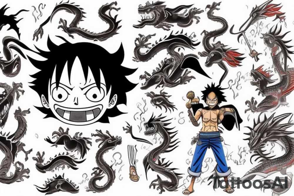 luffy fighting a dragon tattoo idea
