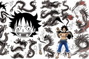 luffy fighting a dragon tattoo idea
