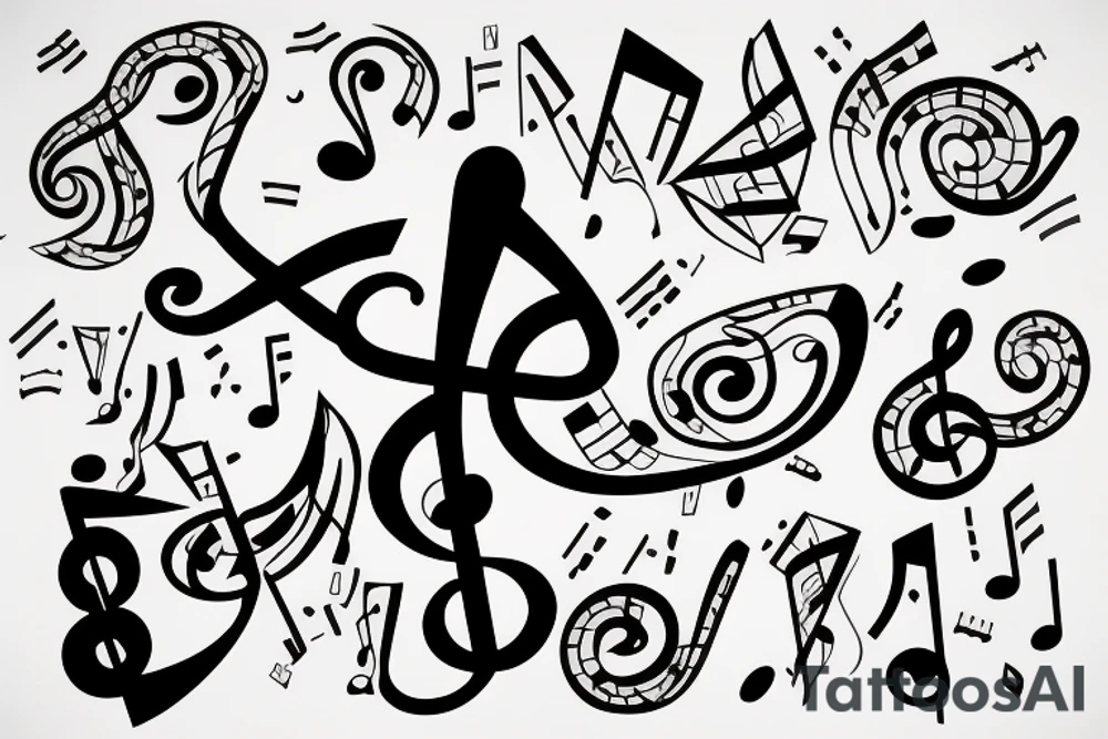 Musical note explotion tattoo idea