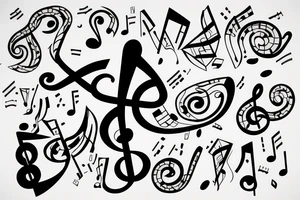 Musical note explotion tattoo idea