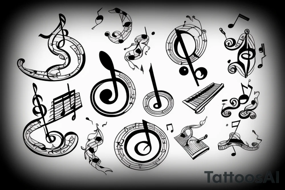 Musical note explotion tattoo idea