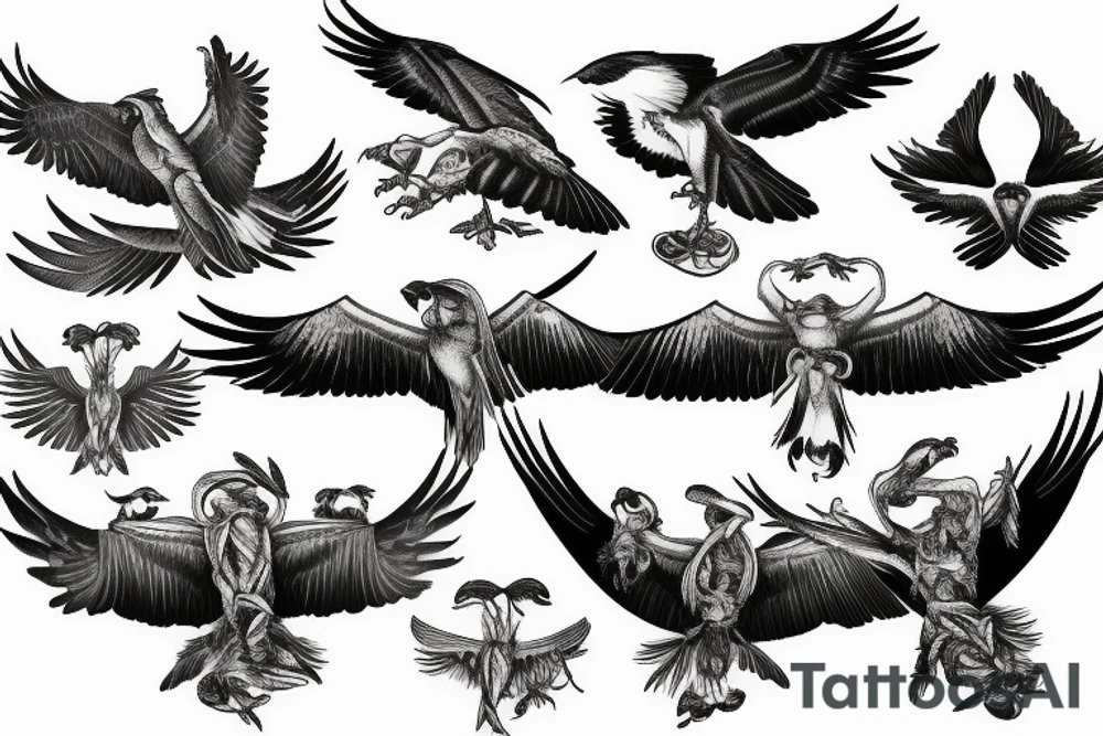 Osprey with spread wings tattoo idea