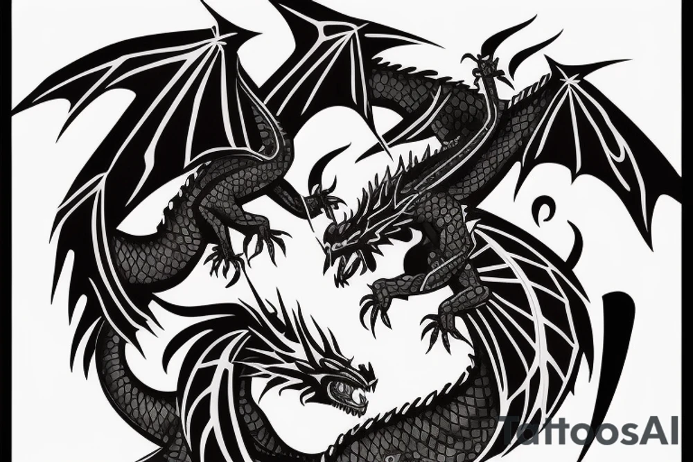 Goth purple and black dragon flying burning with a sword tattoo idea