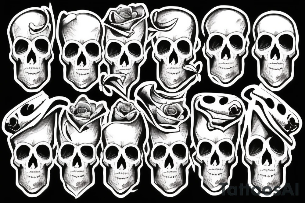 skull monochrome dark style handdrawn sketch tattoo idea