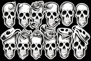 skull monochrome dark style handdrawn sketch tattoo idea