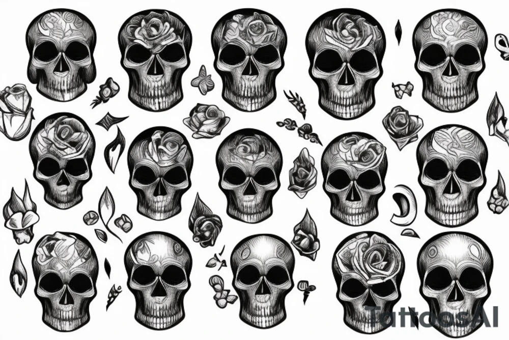 skull monochrome dark style handdrawn sketch tattoo idea