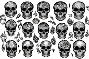 skull monochrome dark style handdrawn sketch tattoo idea