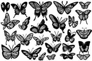 butterfly monochrome dark style handdrawn sketch tattoo idea