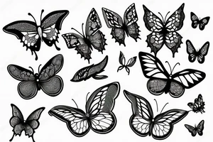 butterfly monochrome dark style handdrawn sketch tattoo idea