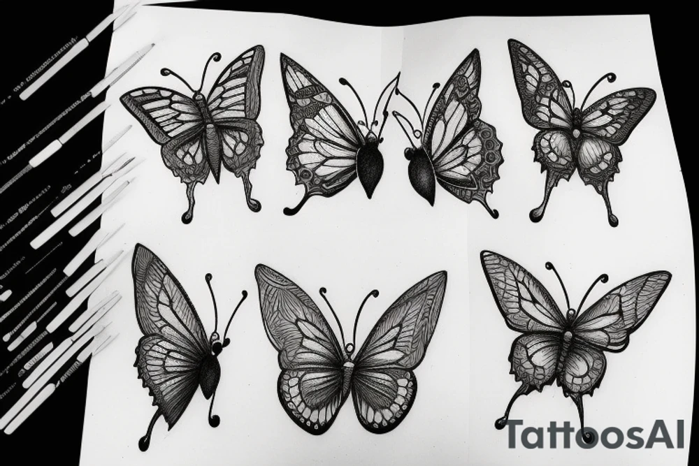 butterfly monochrome dark style handdrawn sketch tattoo idea