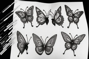butterfly monochrome dark style handdrawn sketch tattoo idea