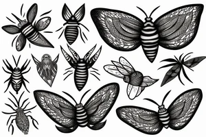 moth monochrome dark style handdrawn sketch tattoo idea