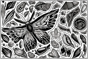 moth monochrome dark style handdrawn sketch tattoo idea