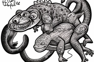 A monkey riding a croc tattoo idea
