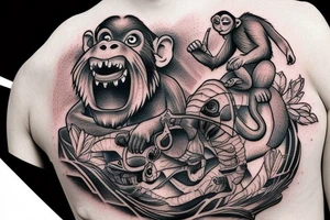 A monkey riding a croc tattoo idea
