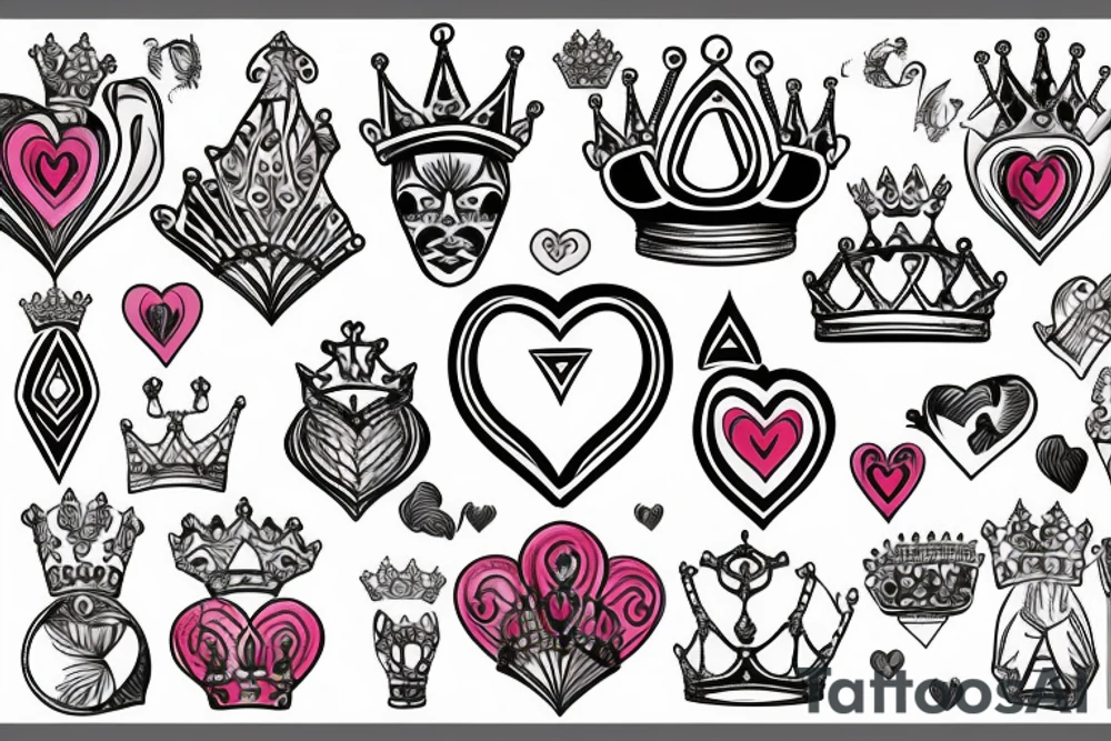 Masculine Heart with crown tattoo idea