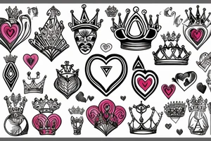 Masculine Heart with crown tattoo idea
