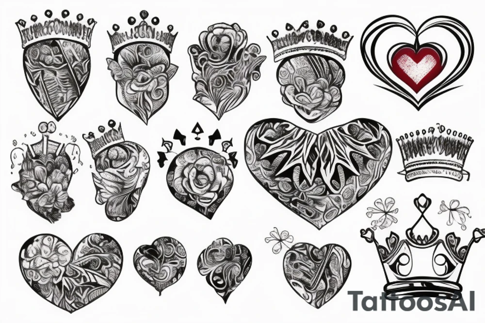 Heart with crown tattoo idea