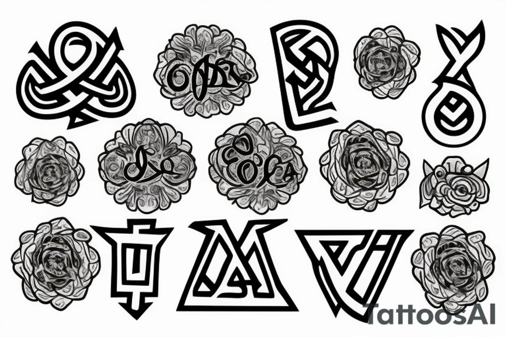 Greek symbols for alpha and omega with flowers tattoo idea