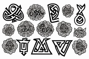 Greek symbols for alpha and omega with flowers tattoo idea