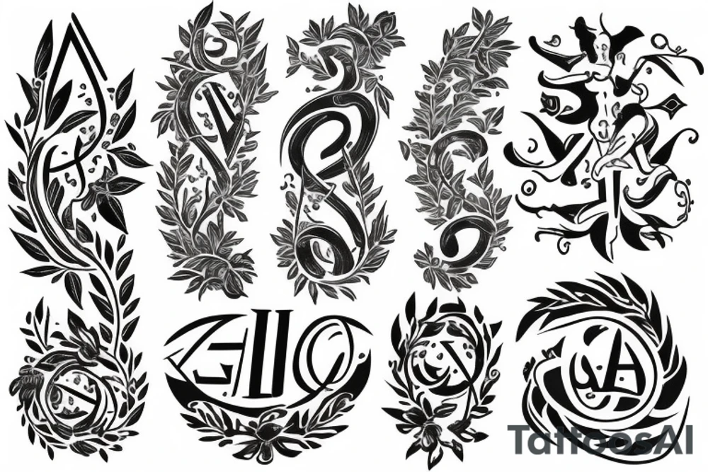 Greek symbols for alpha and omega with flowers tattoo idea