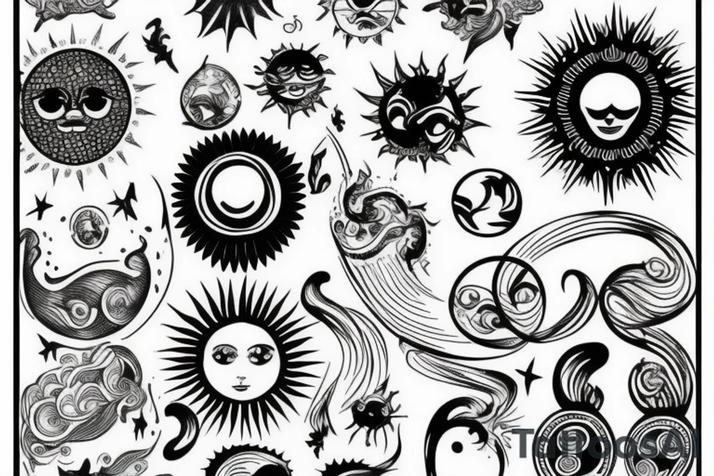 draw an original sun tattoo idea