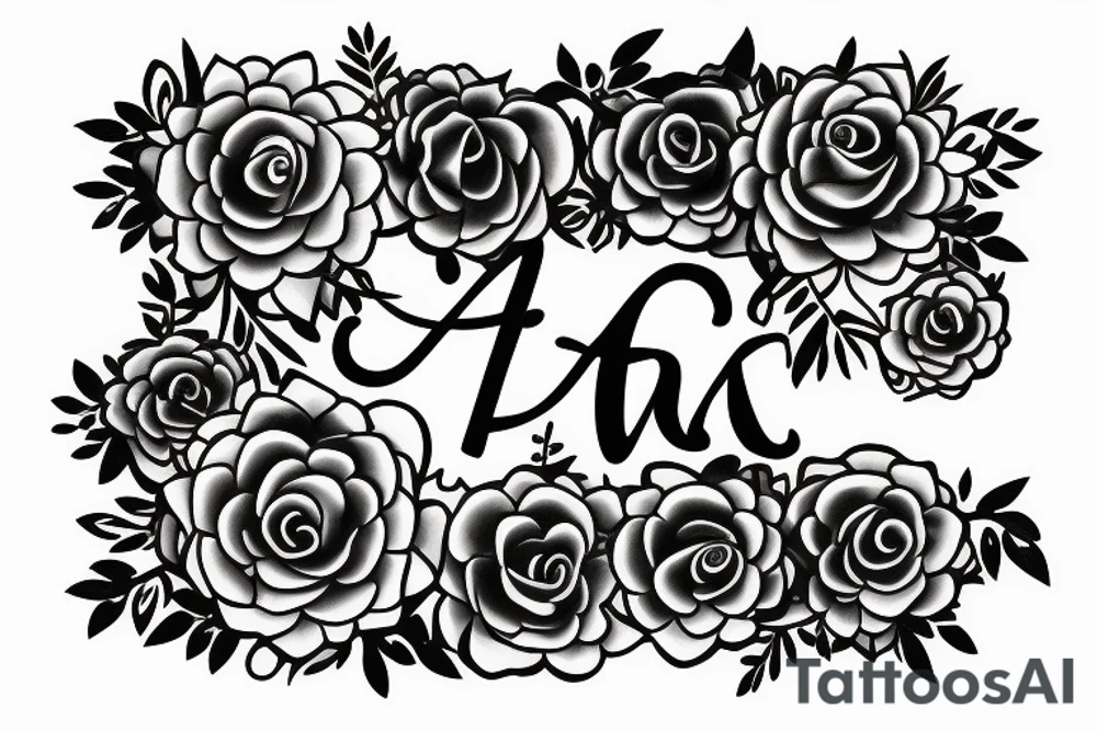 Letters AO and simple flowers tattoo idea