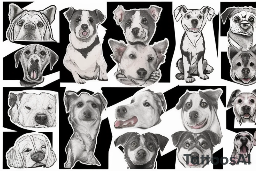 a mixed dog standing on a rock tattoo idea