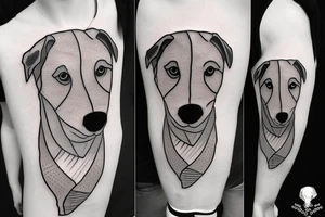 a mixed dog standing on a rock tattoo idea