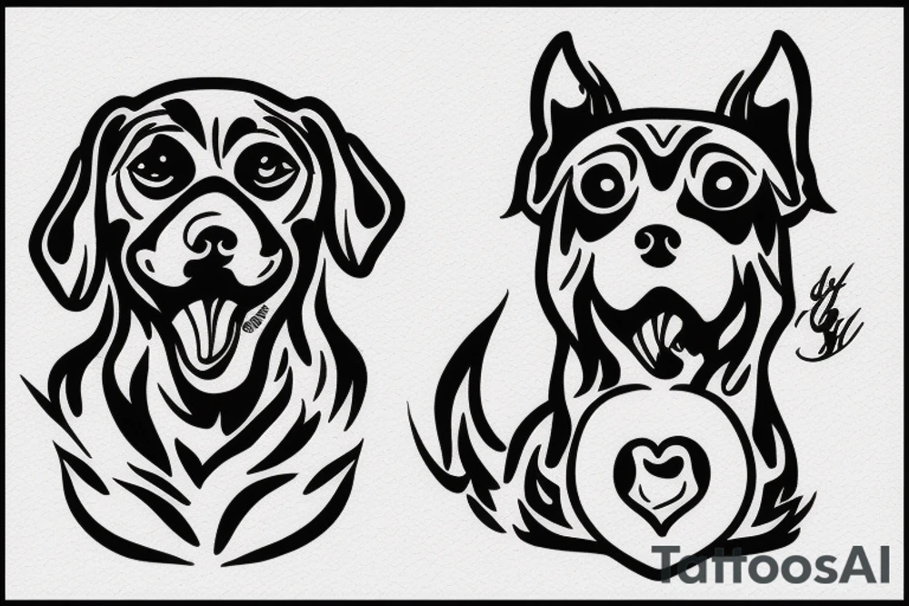 a mixed dog standing on a rock tattoo idea