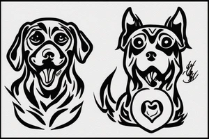 a mixed dog standing on a rock tattoo idea