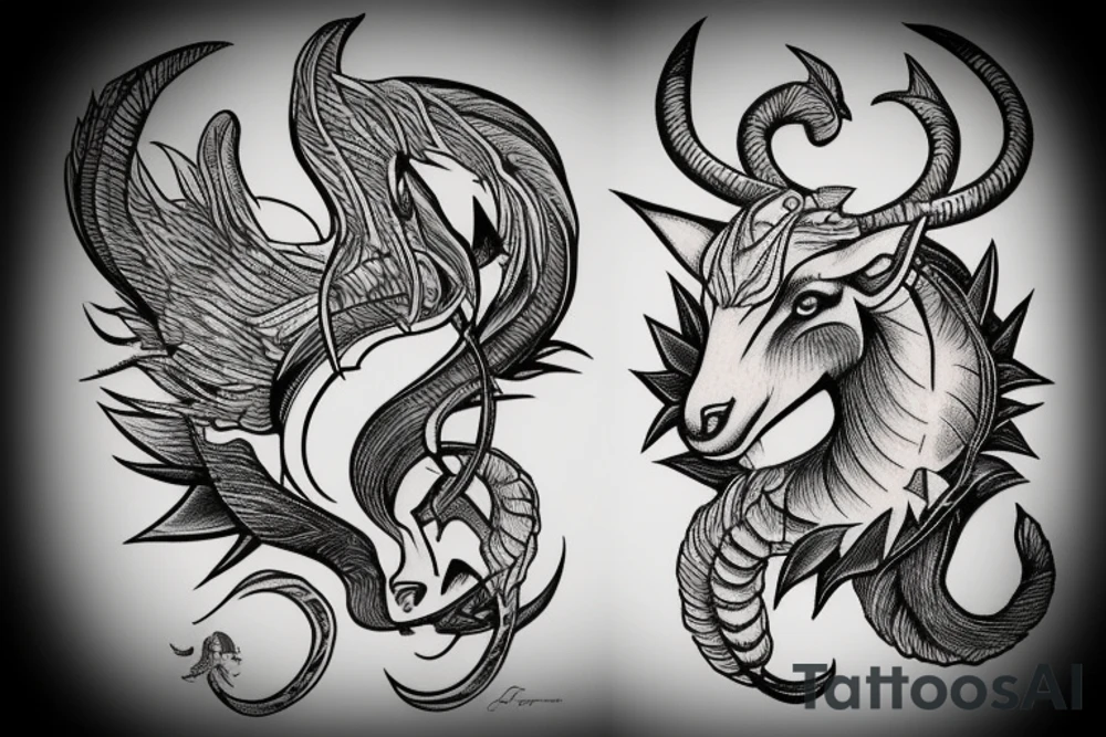 capricorn on a dagger tattoo idea