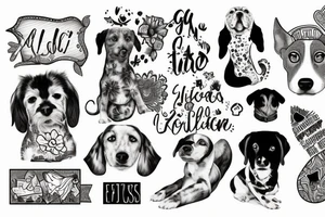 a mixed dog standing on a rock tattoo idea