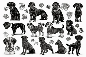 a mixed dog standing on a rock tattoo idea