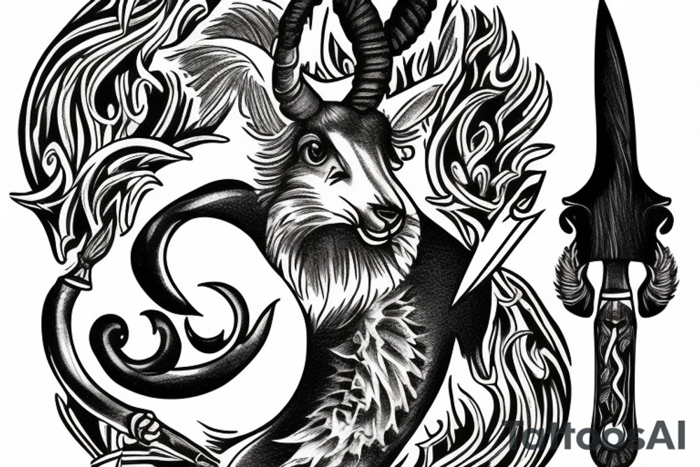 capricorn on a knife tattoo idea