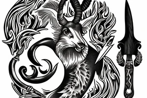 capricorn on a knife tattoo idea