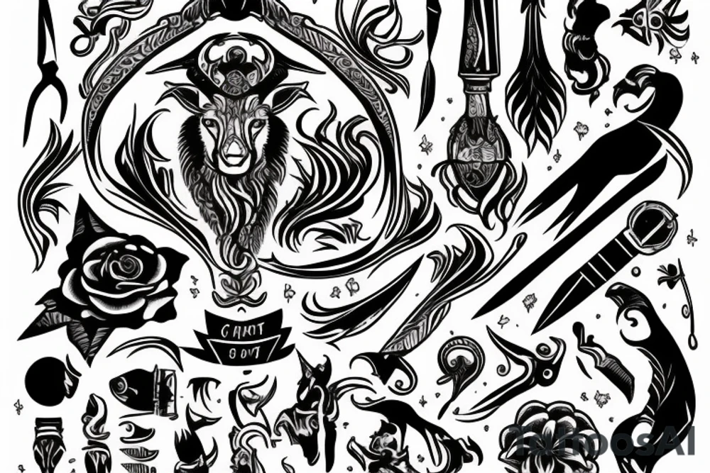 capricorn on a knife tattoo idea