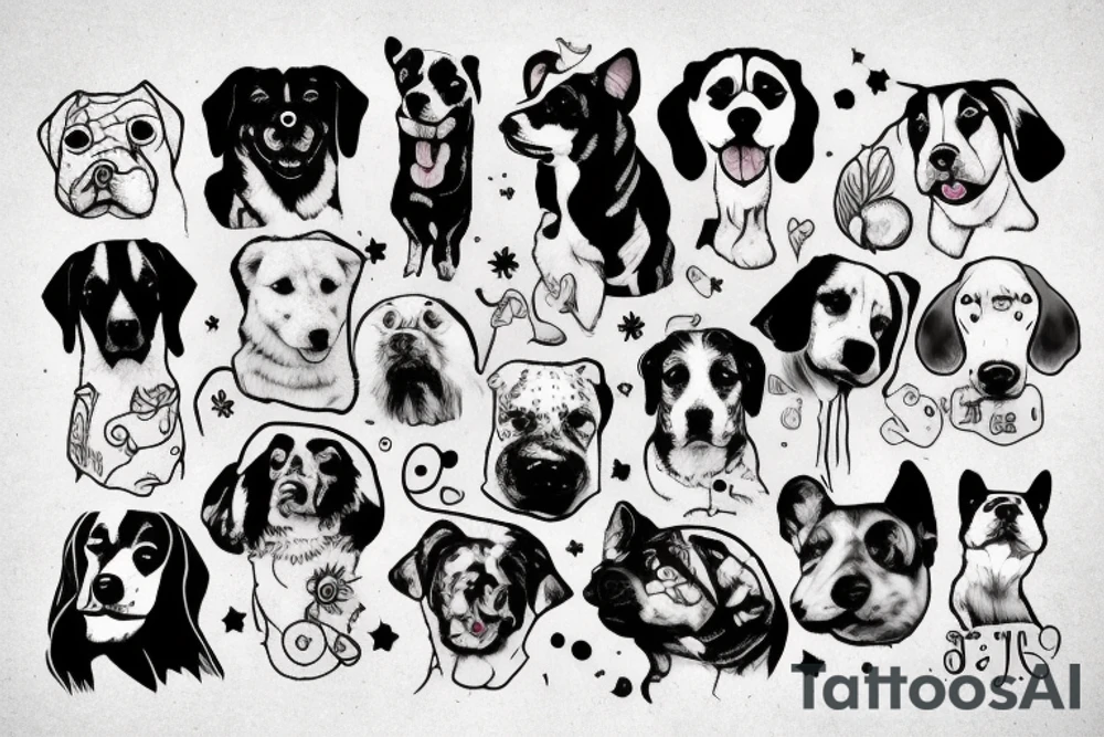 a mixed dog standing on a rock tattoo idea