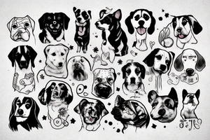 a mixed dog standing on a rock tattoo idea
