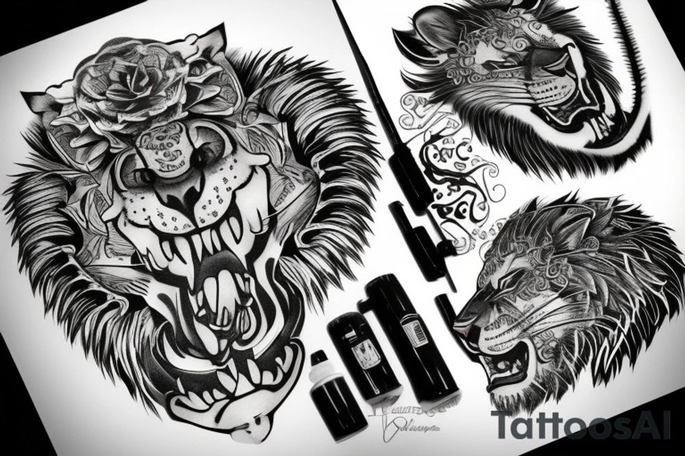 A roaring lion tattoo idea