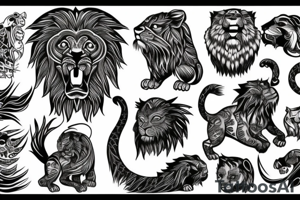 A roaring lion tattoo idea