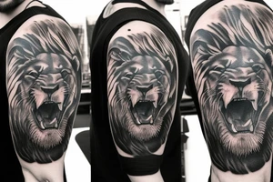 A realistic roaring lion tattoo idea