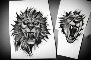 A realistic roaring lion tattoo idea