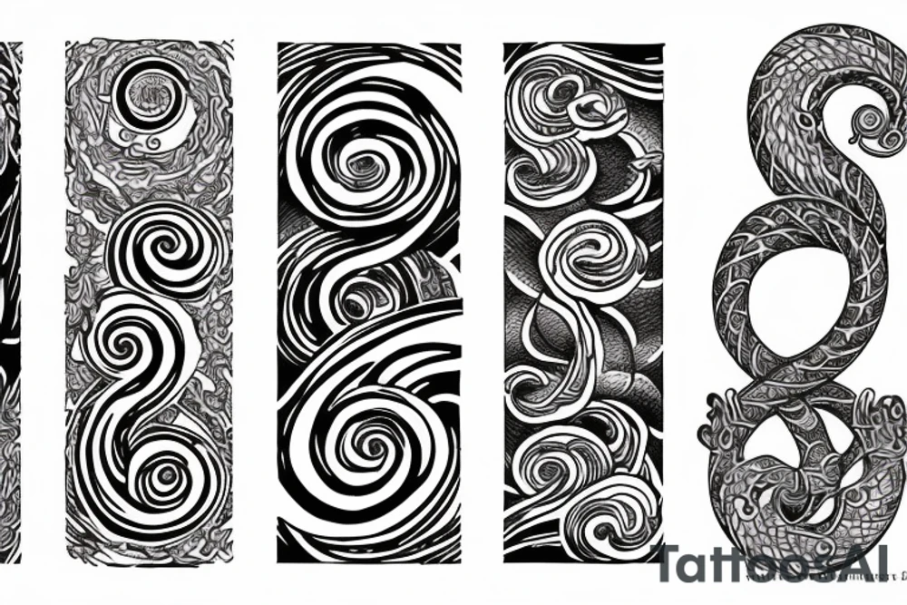 Pagan triple spiral with a celestial serpent coiled around it tattoo idea Pagan triple spiral with a celestial serpent coiled around it tattoo idea