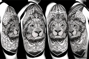 A stylized lion head made up of equations and formulas, with the triangle and circle shapes incorporated into the design tattoo idea