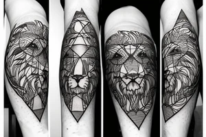 A stylized lion head made up of equations and formulas, with the triangle and circle shapes incorporated into the design tattoo idea